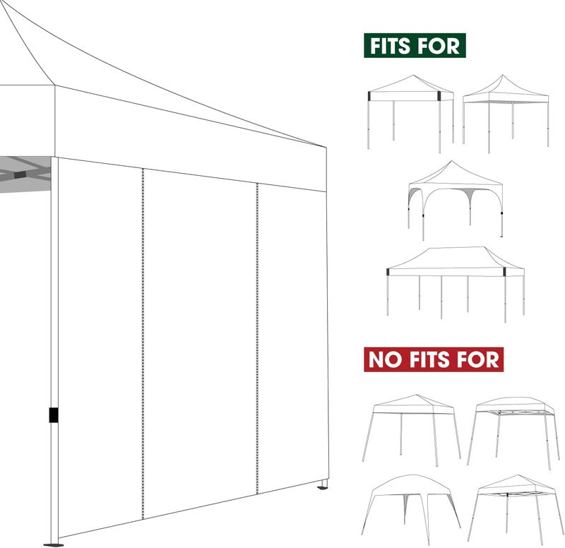 COOSHADE Instant SunWall 10x10 SideWall for Pop up Canopy Tent, 1 Pack Door Wall Only, Black - Image 5